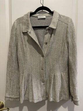 Lola & Sophie Light Gray Textured Peplum Jacket